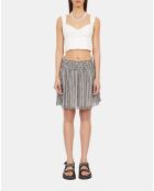 Top court avec drapé écru