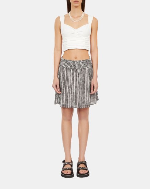 Top court avec drapé écru