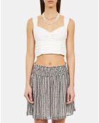 Top court avec drapé écru