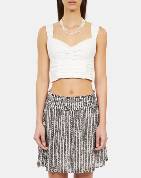 Top court avec drapé écru