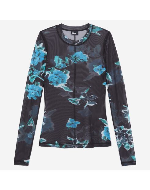 T-shirt imprimé noir et bleu