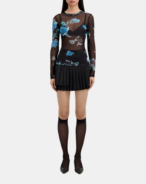 T-shirt imprimé noir et bleu