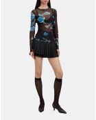 T-shirt imprimé noir et bleu