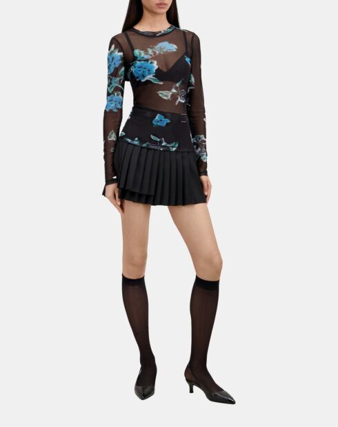 T-shirt imprimé noir et bleu