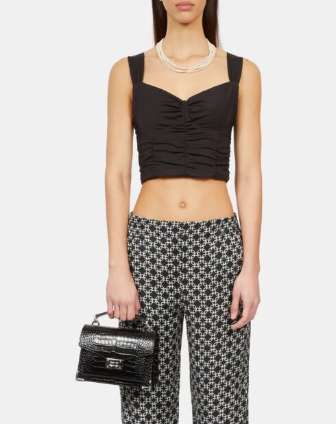 Top court avec drapé noir