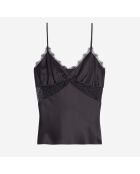 Caraco en soie avec dentelle noir