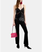 Caraco en soie avec dentelle noir