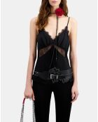 Caraco en soie avec dentelle noir