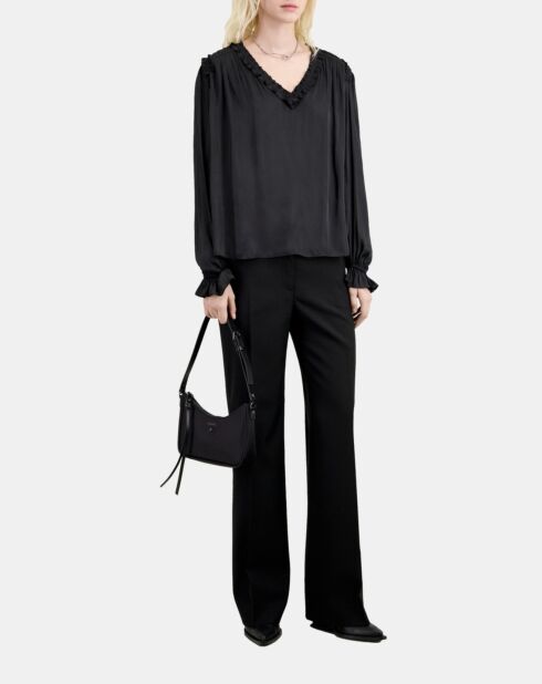 Top avec fronces noir