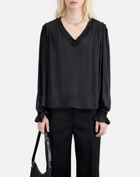 Top avec fronces noir