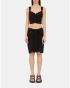 Jupe courte drapée en soie lavée noire