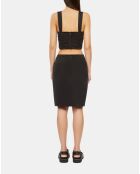 Jupe courte drapée en soie lavée noire