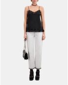 Caraco noir en soie avec détails en dentelle