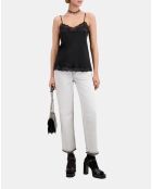 Caraco noir en soie avec détails en dentelle