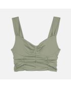 Top court avec fronces kaki-gris