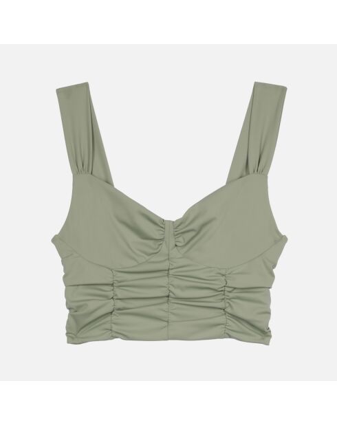 Top court avec fronces kaki-gris