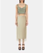 Top court avec fronces kaki-gris