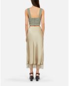 Top court avec fronces kaki-gris