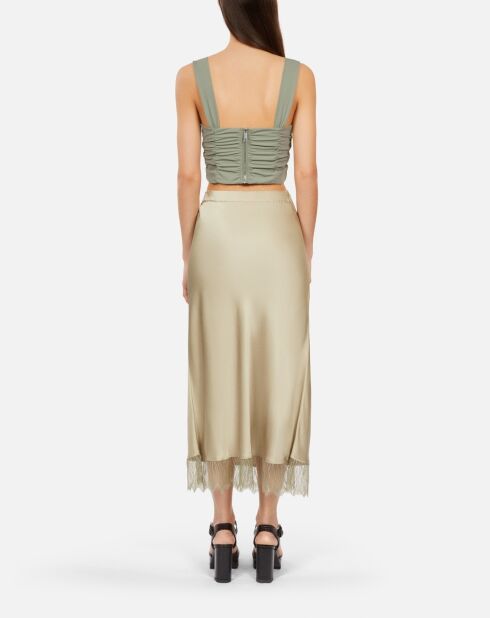 Top court avec fronces kaki-gris