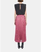 Jupe longue plissée fleurie rose