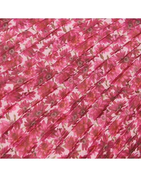 Jupe longue plissée fleurie rose