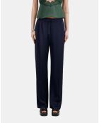 Pantalon droit avec chaînes bleu marine