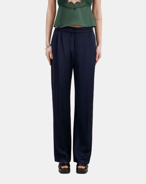 Pantalon droit avec chaînes bleu marine