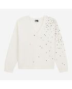 Pull écru en mélange de cachemire avec étoiles