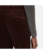 Pantalon tailleur droit en velours côtelé brun
