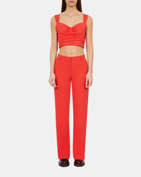 Pantalon tailleur en crêpe rouge