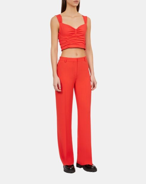 Pantalon tailleur en crêpe rouge