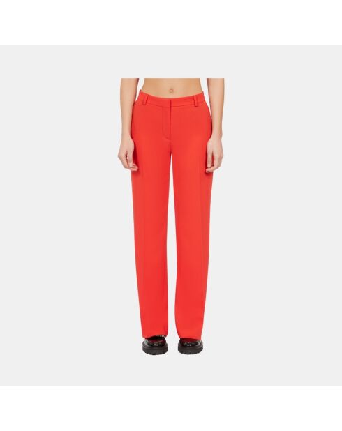 Pantalon tailleur en crêpe rouge