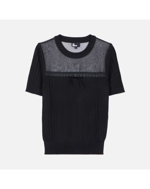 Pull en maille ajourée noir