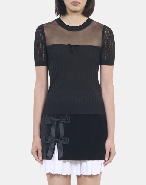 Pull en maille ajourée noir