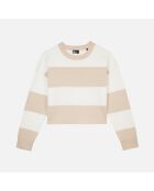 Pull à rayures en coton beige et écru