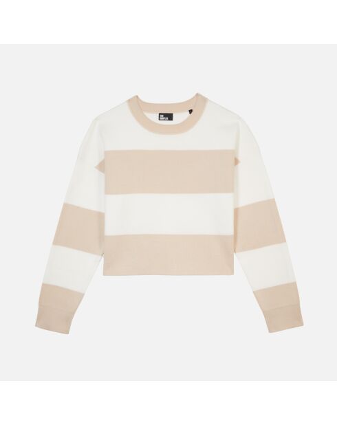 Pull à rayures en coton beige et écru