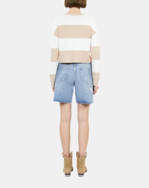 Pull à rayures en coton beige et écru