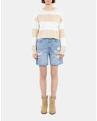 Pull à rayures en coton beige et écru