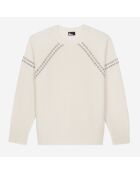 Pull en cachemire côtelés avec studs écru