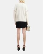 Pull en cachemire côtelés avec studs écru