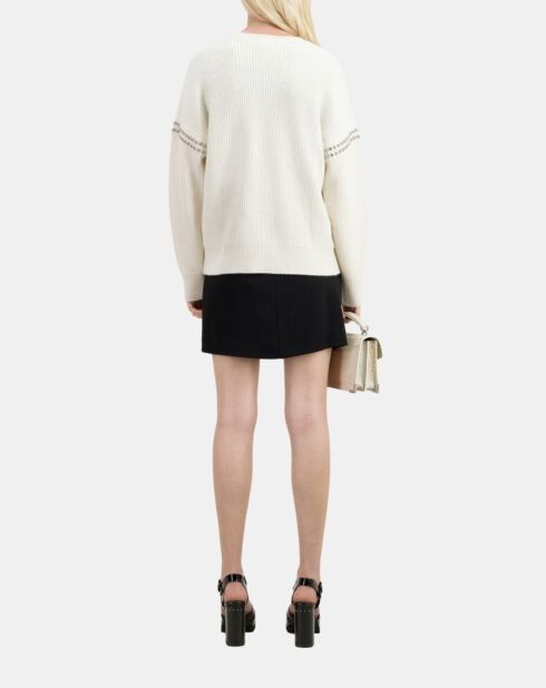 Pull en cachemire côtelés avec studs écru