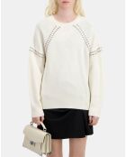 Pull en cachemire côtelés avec studs écru