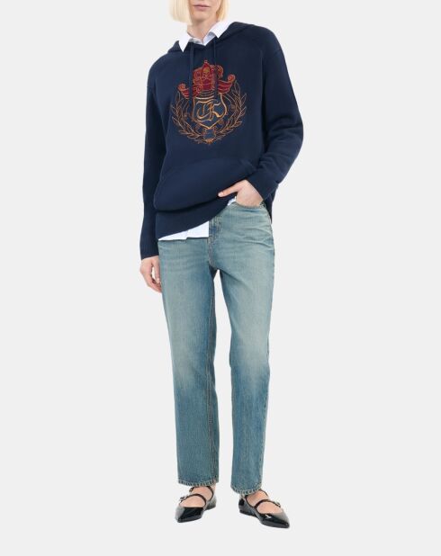 Pull à capuche bleu marine