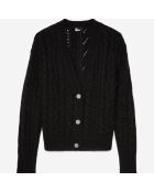 Cardigan en mélange de laine torsadé noir