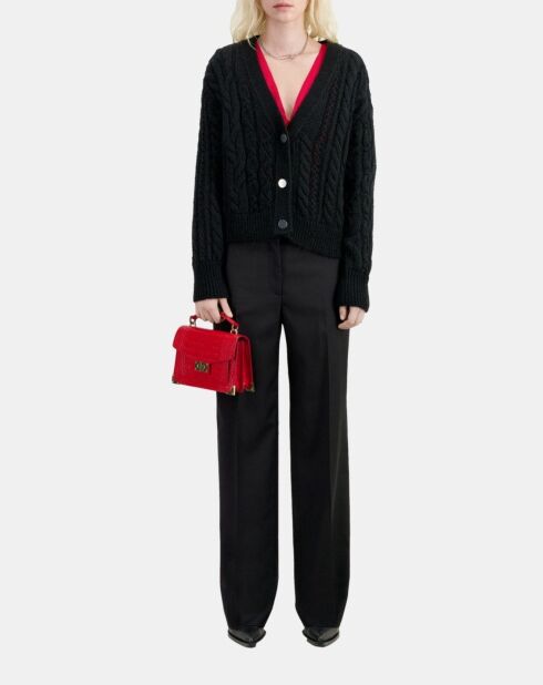 Cardigan en mélange de laine torsadé noir