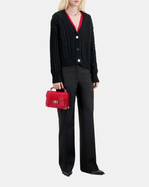 Cardigan en mélange de laine torsadé noir
