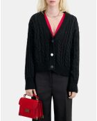 Cardigan en mélange de laine torsadé noir