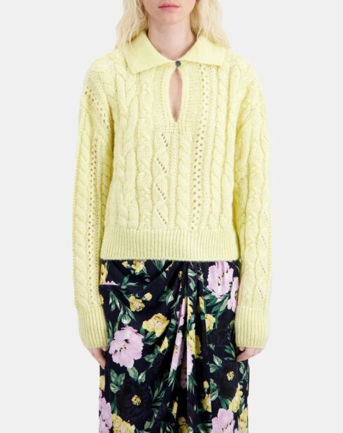 Pull en laine mélangée jaune