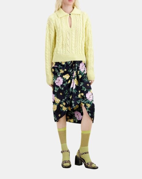 Pull en laine mélangée jaune