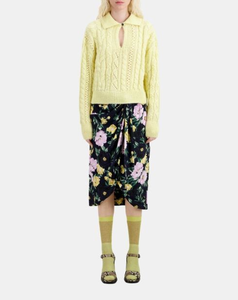 Pull en laine mélangée jaune